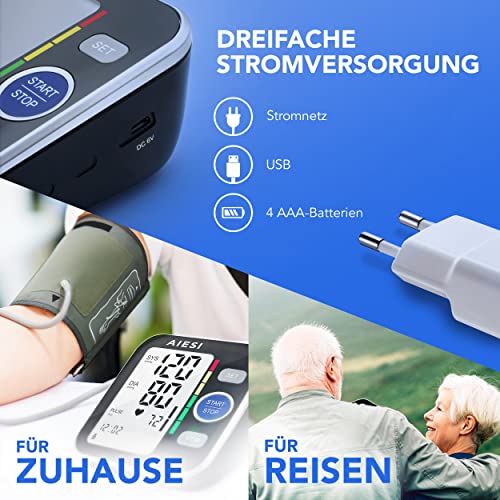 AIESI® Oberarm Blutdruckmessgerät automatisches digitale professionelles für erwachsene A6, 120...