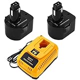 2 Pack 3.6Ah DC9071 Replacement Battery with Charger, Compatible with Dewalt 12V Battery DW9071...