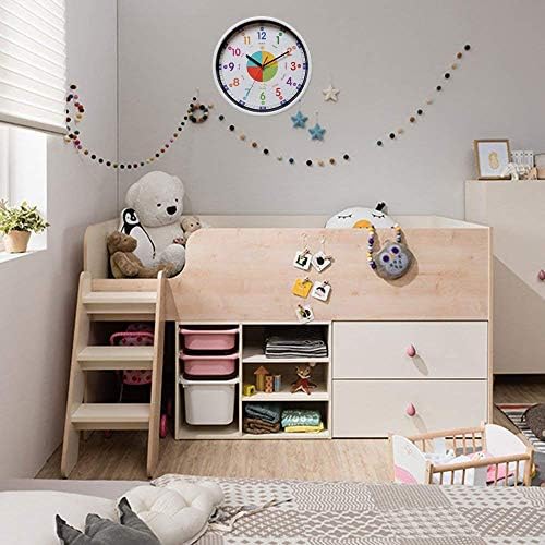 EMITDOOG Time Teacher Wall Clock Learn To Tell The Time Wall Clock Colorfull Non Ticking For Kids,Girls,Boys Classroom,Bedroom,Living Room,Nursery12inch