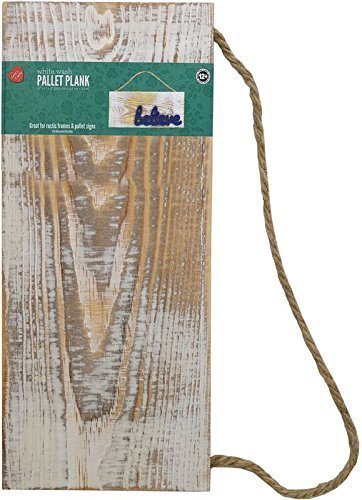 White Wash Rustic Plank Sign with Jute Hanger - approximately 12 inches x 5 inches x 0.39 inches
