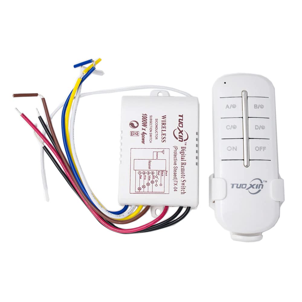 Wireless Remote Control Switch for LED Fluorescent Lamp Light (4 Channel)