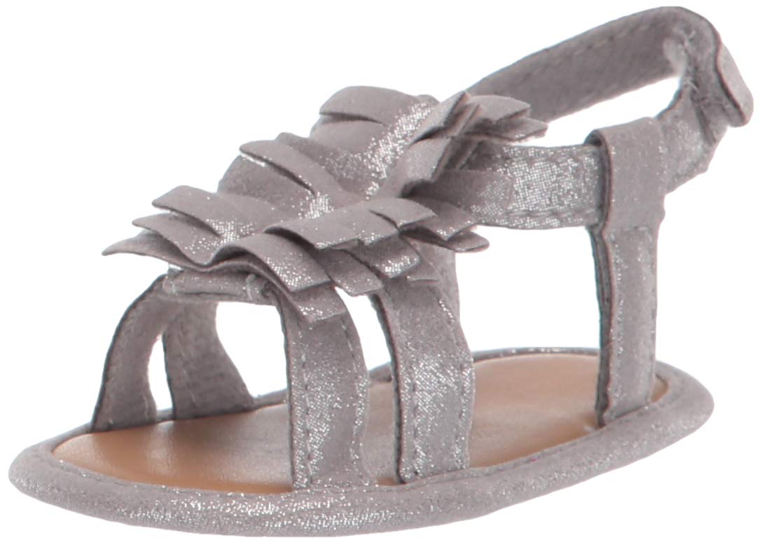Baby Deer Girls Baby Summer Sandals Flat, Gray, 3 Infant