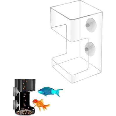 1 Pcs Fish Tank Feeding Tray with Suction Cup, Acrylic Feeding Tube Fish Food Holder, Automatic Fishing Feeder Aquarium Tank Divider Supplies, Breeder Box for Aquarium Accessories (Square)