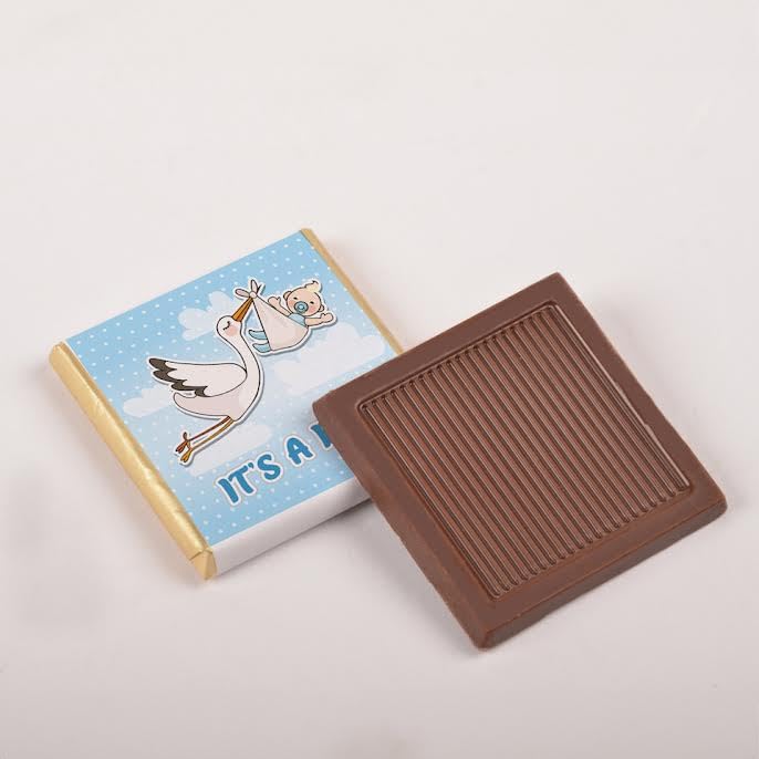 Set of 50 It's a boy-girl Baby Chocolates, Perfect for Celebrations, Gender Reveals, and Special Occasions,Baby Shower Gifts. (Boy - Stork)