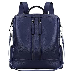 S-ZONE Women Genuine Leather Backpack Casual Convertible Shoulder Bag Purse