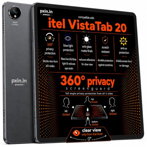 Image of Pxin 360 Pro Privacy Screen guard compatible with itel VistaTab 20 | Anti Glare | Anti UV | Anti Blue | Anti Reflection | Privacy Filter | Unbreakable Build