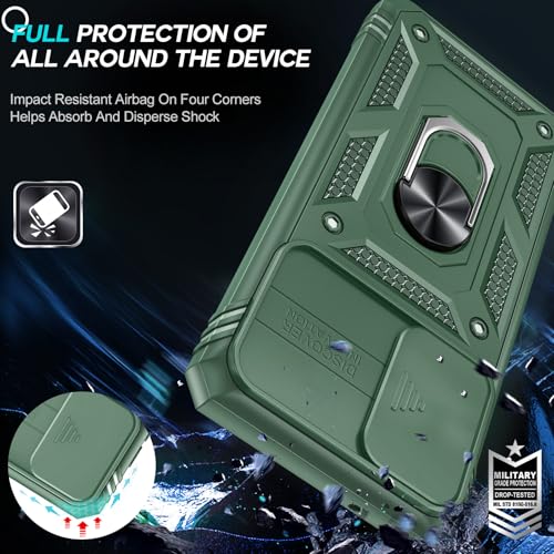 LeYi Compatible for Samsung Galaxy S21-FE Case: Galaxy S21 FE 5G Case with Screen Protector Tempered Glass X 2 & Magnetic Stand, Dual Layer Protective Samsung S21FE Case para Cell S 21 FE, Green - image 7