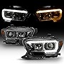 ACANII - For Smoke 2016-2022 Toyota Tacoma LED Sequential Signal DRL Headlights Headlamps Driver + Passenger Side