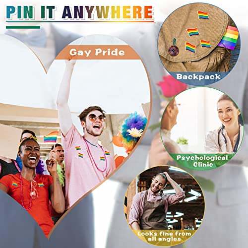 Image of 100 Pcs Gay Pride Pins Rainbow Flag Pins LGBTQ Pins Gay Pins LGBTQ Accessories Lapel Pin Flag Collar Pin Brooch Pin Decoration for Men Women Backpack Bag Clothes