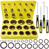 KEZE 386 Pcs Metric Viton O Ring Assortment Kit 75A Durometer 30 Sizes Brown O-Ring Set for Industrial Pressure Washer,Industrial Plumbing,Hydraulic & Cylinders Repairs with 4 Pcs Pick and Hook Set