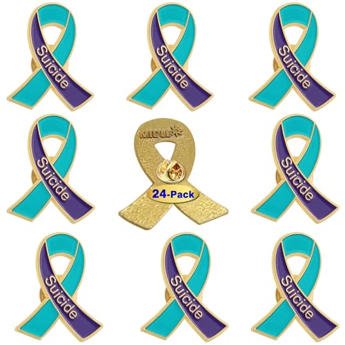 Image of 12 /20 /50 /100 Pcs Suicide Prevention Awareness Ribbon Enamel Lapel Pins