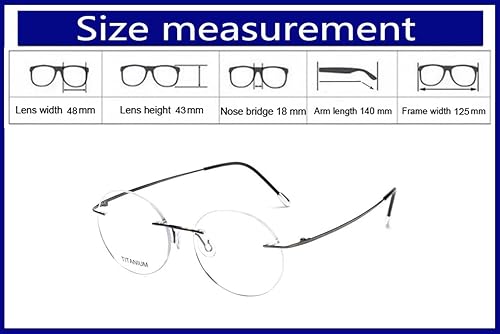 Miniatura 2 de Circleperson Marcos de gafas de titanio sin montura redonda sin marco sien con bisagras W lente transparente