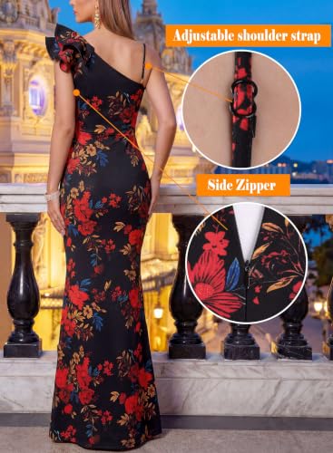 Image of VFSHOW Womens Ruffle One Shoulder Formal Prom Gala Maxi Dress Evening Gown