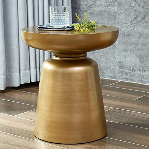 Table de Nuit Ronde en Fer Brossé Main Style Moderne Variante B - 6