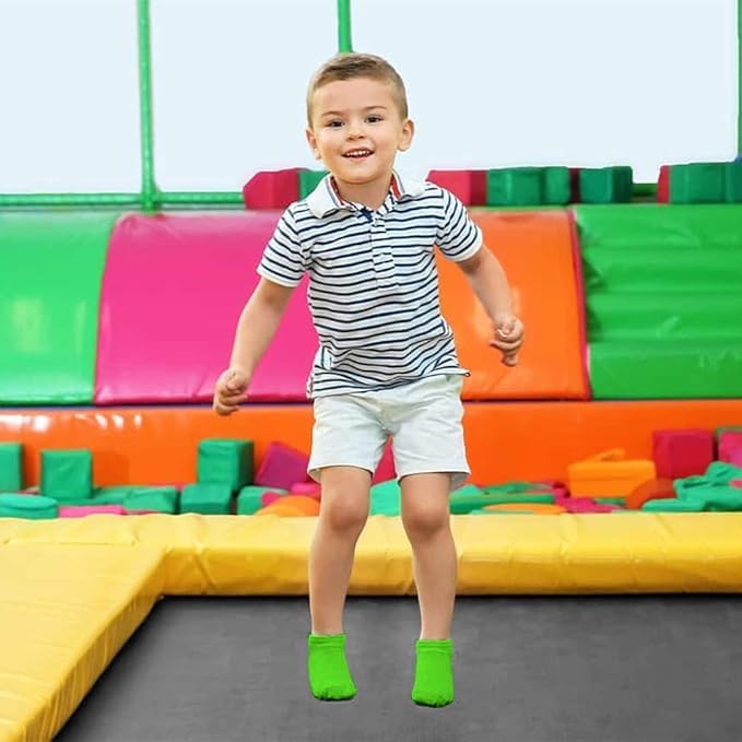 Image of WKLOUYHE Kids Anti-Skid Trampoline Socks 4 Pairs Non Slip Sticky Grips Breathable Cotton Socks for Teenagers
