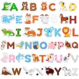JoyCat Imanes Nevera Niños, 26 Letras Magneticas y Imanes Animales, Juego de Imanes de Abecedario para Niños, Juguete Educativo de Letras Magnéticas para Preescolar, Regalo Niño 2 3 4 5 años