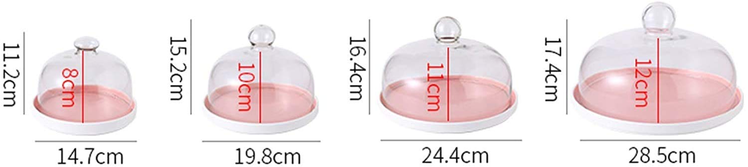 Plateau à gâteaux et fromages avec couvercle en verre et boîte de conservation des aliments, assiette de dégustation de desserts en céramique, couvercle anti-poussière transparent (taille :
