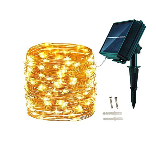 BXROIU Solar LED Lichterkette Aussen 200LEDs im 20meter KupferDraht 8 Modus Lights Wasserdicht IP65,Außen lichterkette (Warmweiß)