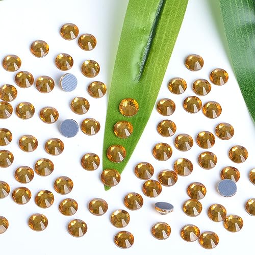 Image of Bymitel Hotfix Crystal Rhinestones Round Gems Iron on DIY Jewelry Making Flat Back for Crafts,Topaz, 2.8mm(SS10 /2880pcs)