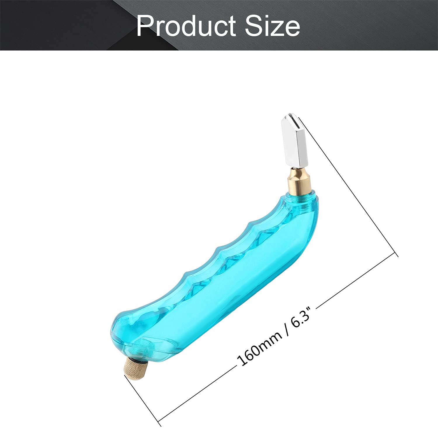 Utoolmart 160mm Total Length 6-12mm Cutting Depth Blue Wheel Flute Oil Feed Glass Cutter Handy Tool Metal Handle Push Cutter