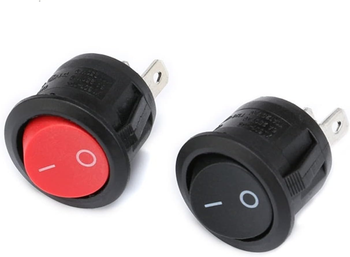 JCAKES 10Pcs Small Round Boat Rocker Switches 3A/250VAC