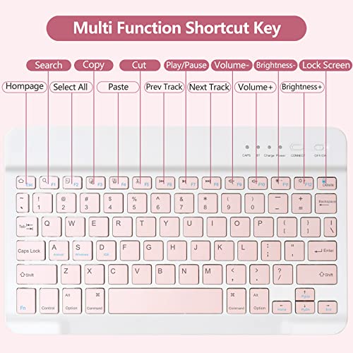 Keyboard Case For Ipad 10.2" 9Th 8Th 7Th Generation, With Detachable Bluetooth Keyboard And Pencil Holder, For Ipad 10.2 Inch/Ipad Air 10.5"(3Rd Gen)/Ipad Pro 10.5 In, Auto Sleep/Wake Function (Pink) #TOP4
