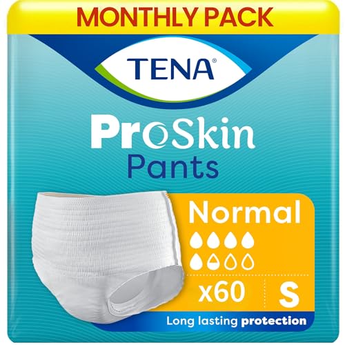 Image of TENA Normal Unisex Adult Diaper Pants Style, Small Size (S) | 15 Units x 4 | 60 Units | Waist 65-85cms | 26-34 inch | 3X Protection | World's Leading Incontinence Brand | For Heavy Urine Leaks