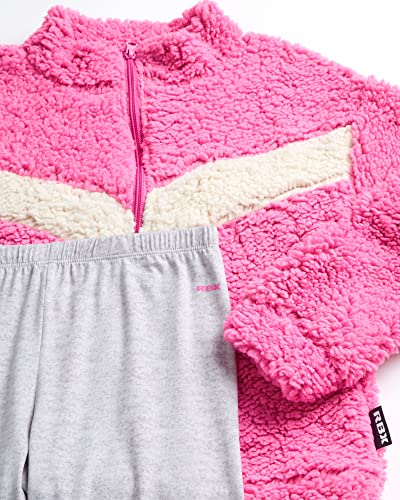 Image of RBX Girls Active Pants Set 2 Piece Sherpa Sweatshirt & Leggings (7-12) | Cozy Sherpa Fleece Fabric, Curved Twist-Front Hem, Elastic Stretch Leggings Waistband, Coordinated Two-Tone