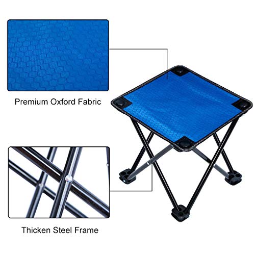 Mini Portable Folding Stool,Outdoor Folding Chair for Camping,Fishing,Travel,Hiking,Garden,Beach, Quickly-Fold Chair Oxford Cloth with Carry Bag (Blue, 11.4) - Thumbnail 2