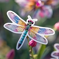 3 PCS Colorful Dragonfly Sticker – Vibrant Rainbow Dragonfly Decal, Waterproof Vinyl Sticker for Laptop, Water Bottle, Notebook, Phone Case – Aesthetic Nature Sticker for Kids & Adults Q11