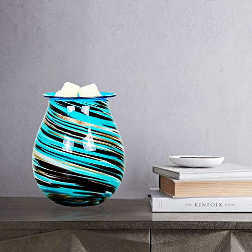 EQUSUPRO Glass Wax Melt Warmer Electric Incense Wax Tart Burner Fragrance Night Light Aroma Decorative for Home Office Bedroom Living Room Gifts