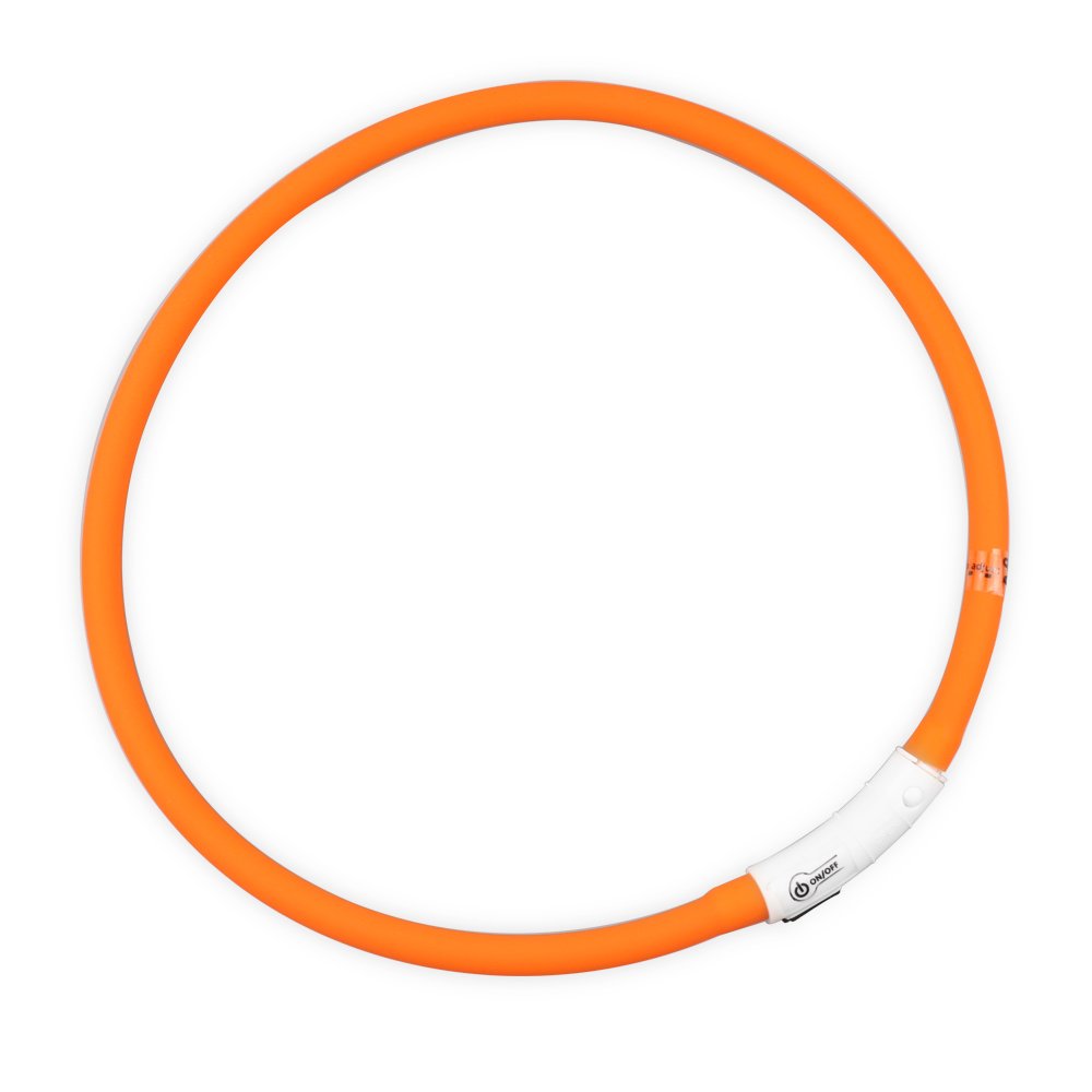 YSM LED Collar Light Waterproof Silicone Dog Pet Cuttable Collar Light Night Safety USB Rechargeable Collar Light(Orange)