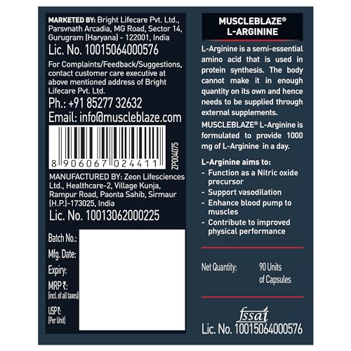 MuscleBlaze L-Arginine, 90 Capsules - Image 8