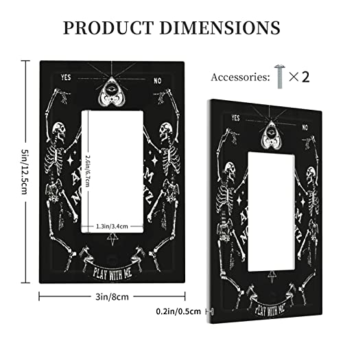 Black Witchy Ouija Goth Gothic Skeleton Skull 1-Gang Decora Gfci Device Decora Wallplate Single Receptacle Decorator Outlet Light Switch Cover Dimmer Horror Spooky Halloween Faceplate Decoration #TOP4