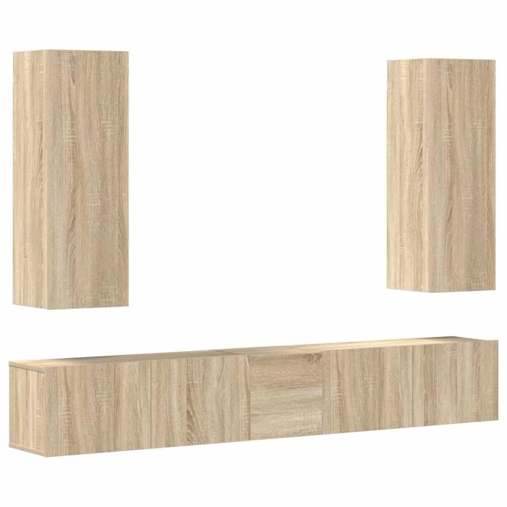 Sonoma - Juego de 5 tablas bajas para TV, madera de roble, montaje en pared, 80 x 30 x 30 cm, diseño moderno, para salón, dormitorio, pasillo
