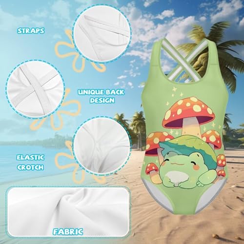 Image of One Piece Swimsuit for Girls Kids Quick Dry Bathing Suit with Crossback Strap Summer Beach Swimwear Size 5T-14