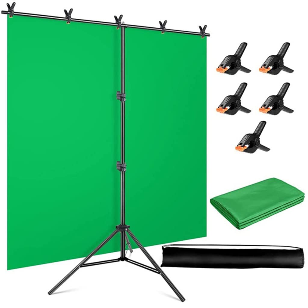 Tło Chroma Key Green Screen ze wspornikiem T |. Fotografia i transmisja na żywo Tło Chroma Key |. Przenośne i składane (zielone 1,5 x 2 m)