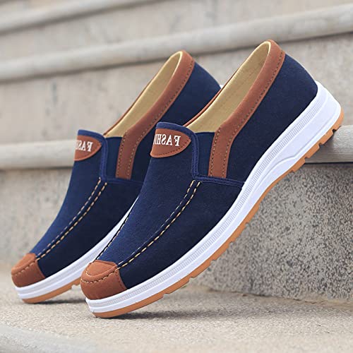 Generic Fashion All Season Men Casual Shoes Flat Bottom Non Slip Cloth Colorblock Comfortable and Elastic Slip On Tennis Court Shoes Men, 10.53