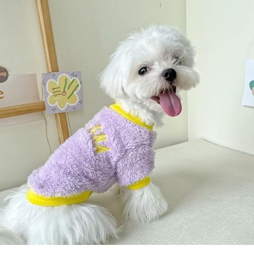 RIOSTUDIO リオスタジオ 犬服 秋冬 犬の服 冬物 ふわふわ モコモコ フリース 袖あり 長袖 ARLZONA刺繍 可愛い ワンコ服 猫服 防寒 暖かい お出掛け(Aラベンダー,XL)