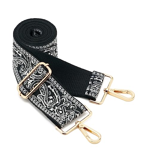 Image of Wide Shoulder Strap Adjustable Replacement Belt Guitar Style Crossbody Bag Handbag Strap Multicolor Canvas Straps(Wide:2in)(Color44)