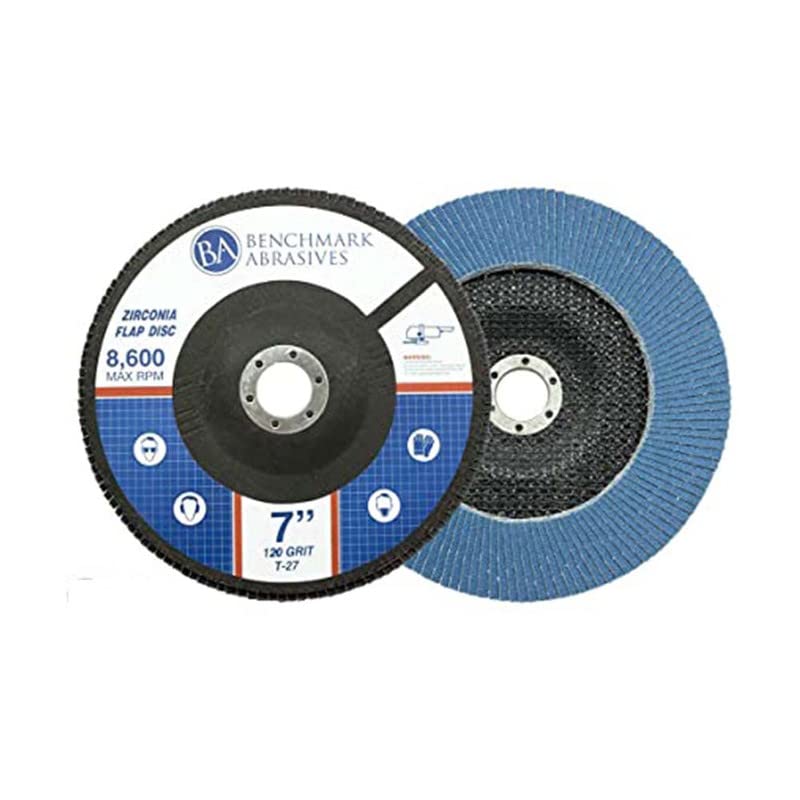Miniatura 21 de Benchmark Abrasives Discos de solapa tipo 27 de circonita jumbo de alta densidad de 7 x 7/8 pulgadas para amoladora angular, discos de lijado de 7