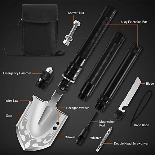 Folding Shovel Military Survival Shovel Multifunction Camping Shovel Compact Backpacking Shovel for Hunting, Camping, Hiking, Fishing, Gardening and Emergency