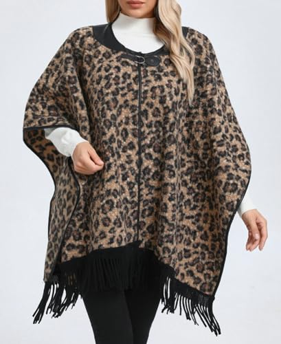 Women's Winter Plaid Scarf Blanket Wrap Open Front Poncho Cape Oversized Chunky Scarves Tassels Cardigan Coat4