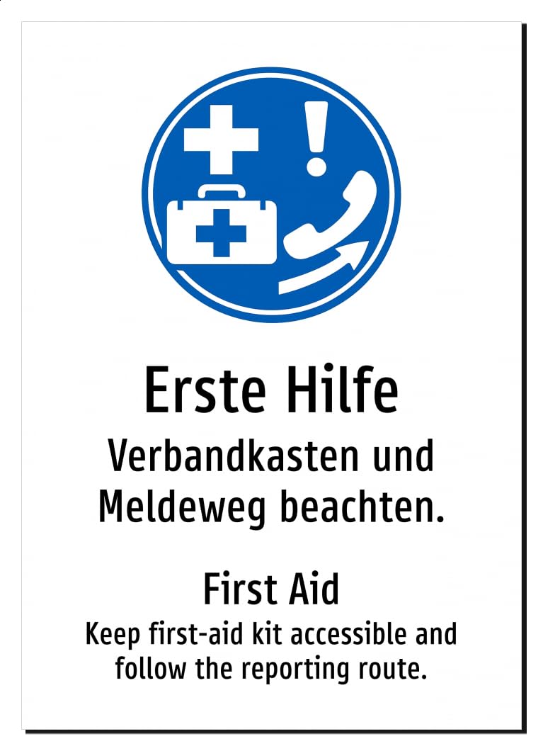 61217-DEEN-S-08 | Erste Hilfe Schild/Aufkleber | Deutsch Englisch