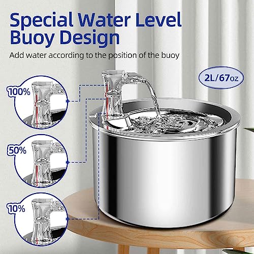 Fuente de agua para gatos de acero inoxidable 2L miniatura 2