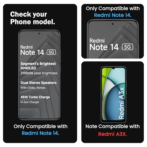 Image of ArmourPro Military Grade Gorilla Tempered Glass Compatible For Redmi Note 14 (6.67 Inch) With Easy Installation Kit for Smartphone| Edge-to-Edge Protector Coverage | Black, Pack of 2