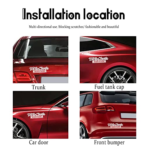 Image of We The People Edition Emblems, 3D Full Metal Car Decals with Strong Adhesive, Personalized Decoration Labels Car Badges to Highlight Yourself, Universal Car Accessories for Trucks SUVs (Sliver+Red)
