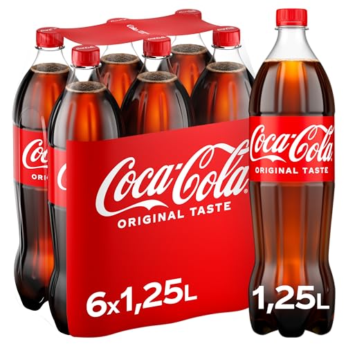 Coca-Cola Original Taste Cola koffeinhaltiges Erfrischungsgetränk 6x 1 25L Einweg PET Flaschen Vorratspack