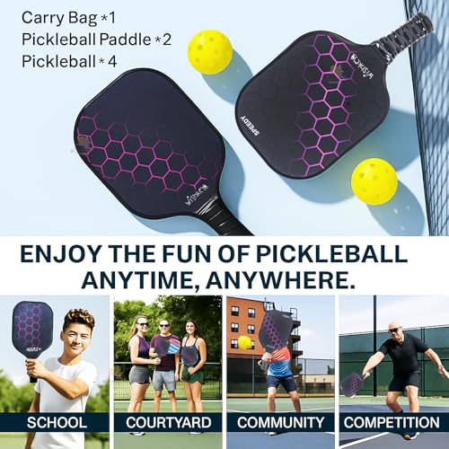 Image of WISHKEY Pickle Ball Racket Paddle 1 Premium Carbon Fiber Pickleball Rackets Black with Honeycomb Composite Core, 1 Comfort Cushion Grip Beginners & Adults