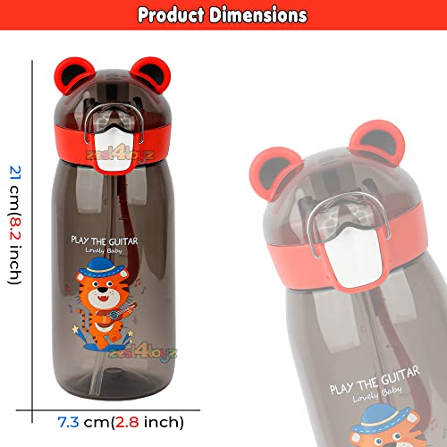 Image of Zest 4 Toyz Water Bottle for Kids Cute Cartoon Sipper Bottle for Kids Water Bottle Anti-Leak BPA Free (550 ML) Teddy Shape (Animal Themed)- Black